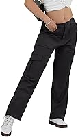 HiMONE Petite Cargo Pants for Women - Baggy Y2K High Waisted Wide Leg Jeans, Stretchy 6-Pocket Streetwear
