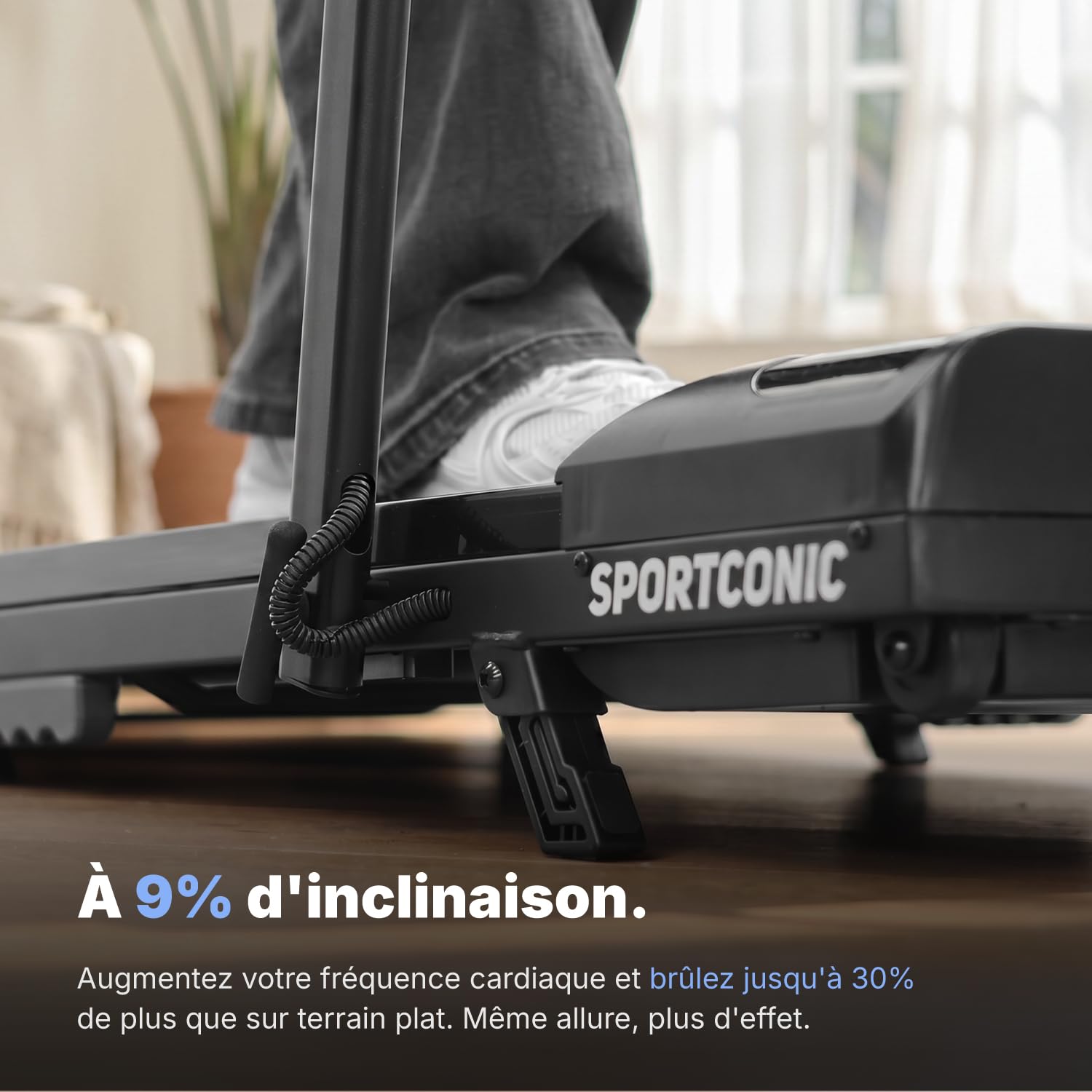 Sportconic Tapis de Marche Pliable Inclinable – Tapis de Course Silencieux avec Télécommande – Walking Pad Compact pour Sport à la Maison & Bureau