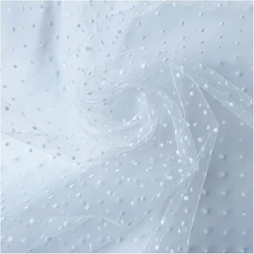 17.7 x 61 pulgadas, tela de tul de lunares blancos, tela de tul de malla de tul transparente para coser, faldas tutú, velo de novia, envoltura de