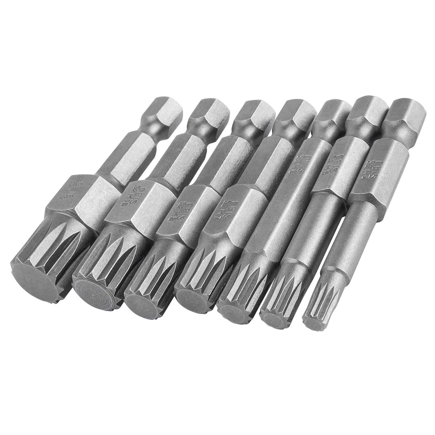 Bestgle 7Pcs Triple Square Spline Bit Set, 12 Points Torx Head Screwdriver Bits Set, 1/4 Inch Hex Shank Magnetic Spline Drive Bit M4 M5 M6 M7 M8 M10 M12 for Mechanic Garage Repairs