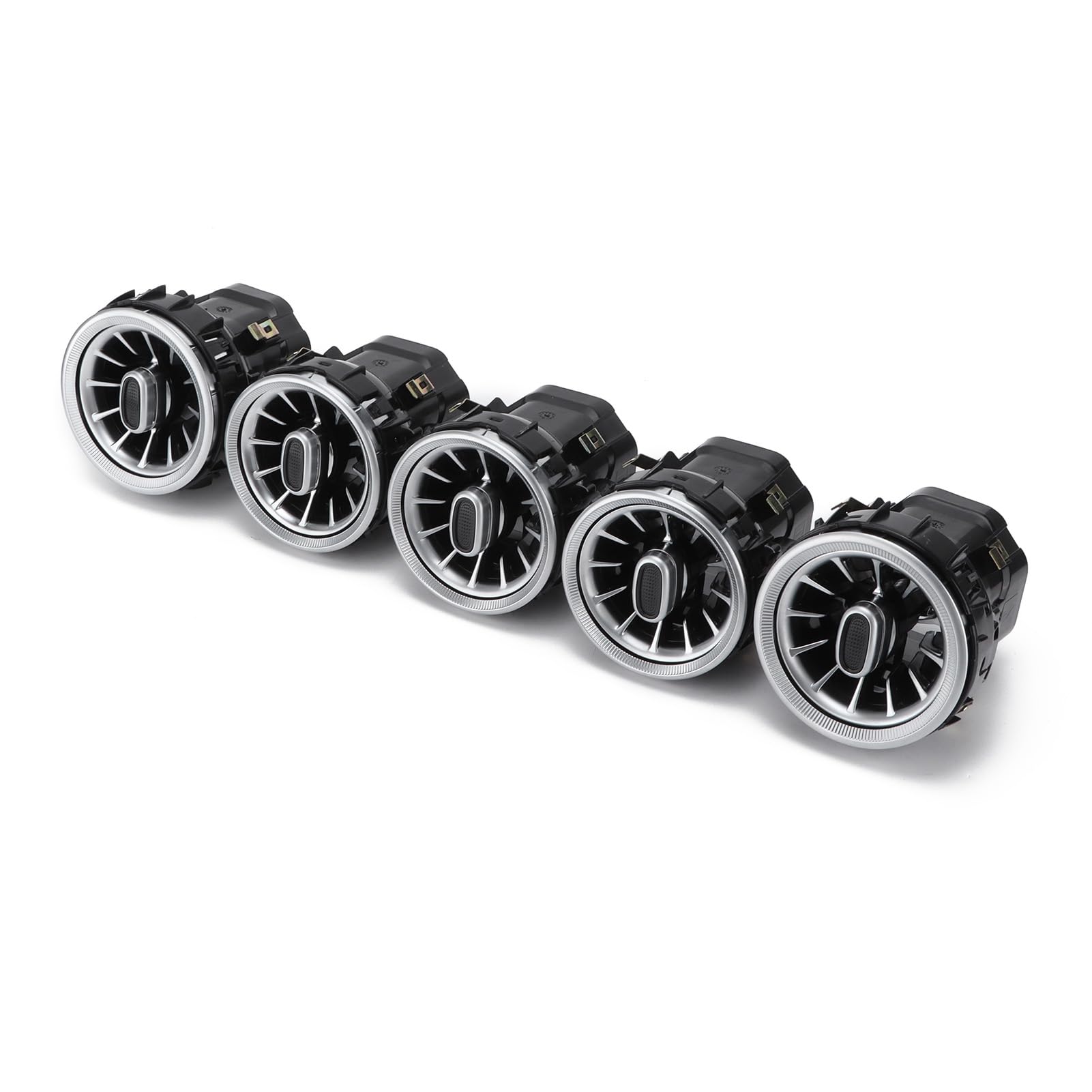 Sortie de turbine avant 5pcs Grille d'aération de turbine à LED avant avec surface chromée mate Convient pour Classe C GLC W205 X253 2019‑2021
