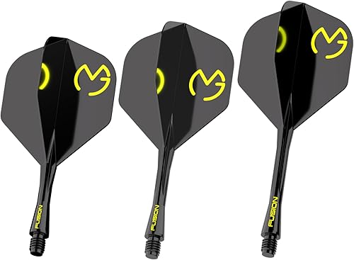 Miniatura 42 de Winmau Darts Fusion - Sistema integrado de vuelo y eje - Forma y diseño n.º 2 - Disponible en corto, intermedio y mediano - transparente, rojo