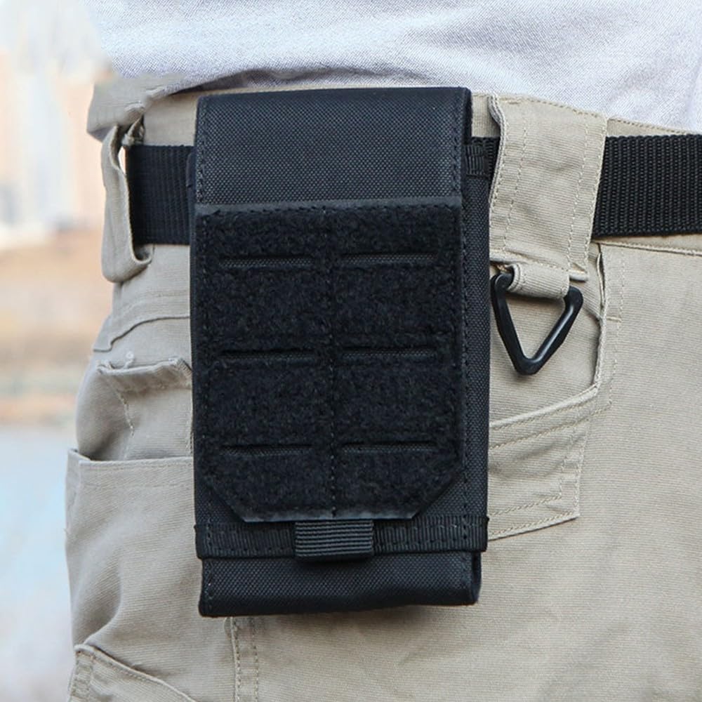 Taktyczne etui na telefon, telefon Molle Smartphone Pasek, torba bananowa z gniazdem na karty smartfona 4" do 7", czarny
