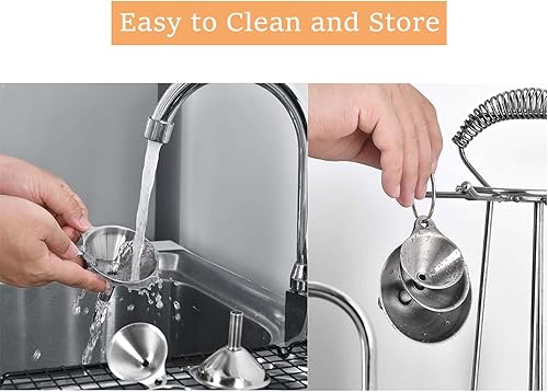 Miniatura 6 de Embudo de cocina de acero inoxidable de grado alimenticio con filtro para transferir ingredientes líquidos y secos, color plateado Mini embudo-3