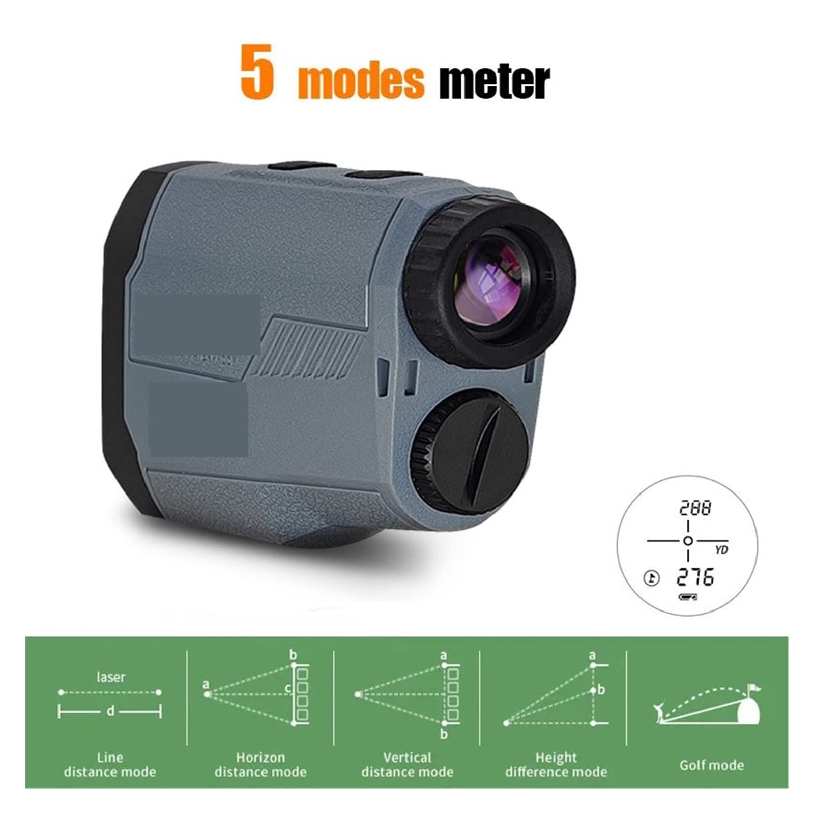 Medidor de superficie terrestre Telémetro láser de Golf, telescopio de 1000M y 650M con Pin de pendiente de bloqueo de bandera, medidor de distancia for Monocular de para terreno montañoso(1000m)