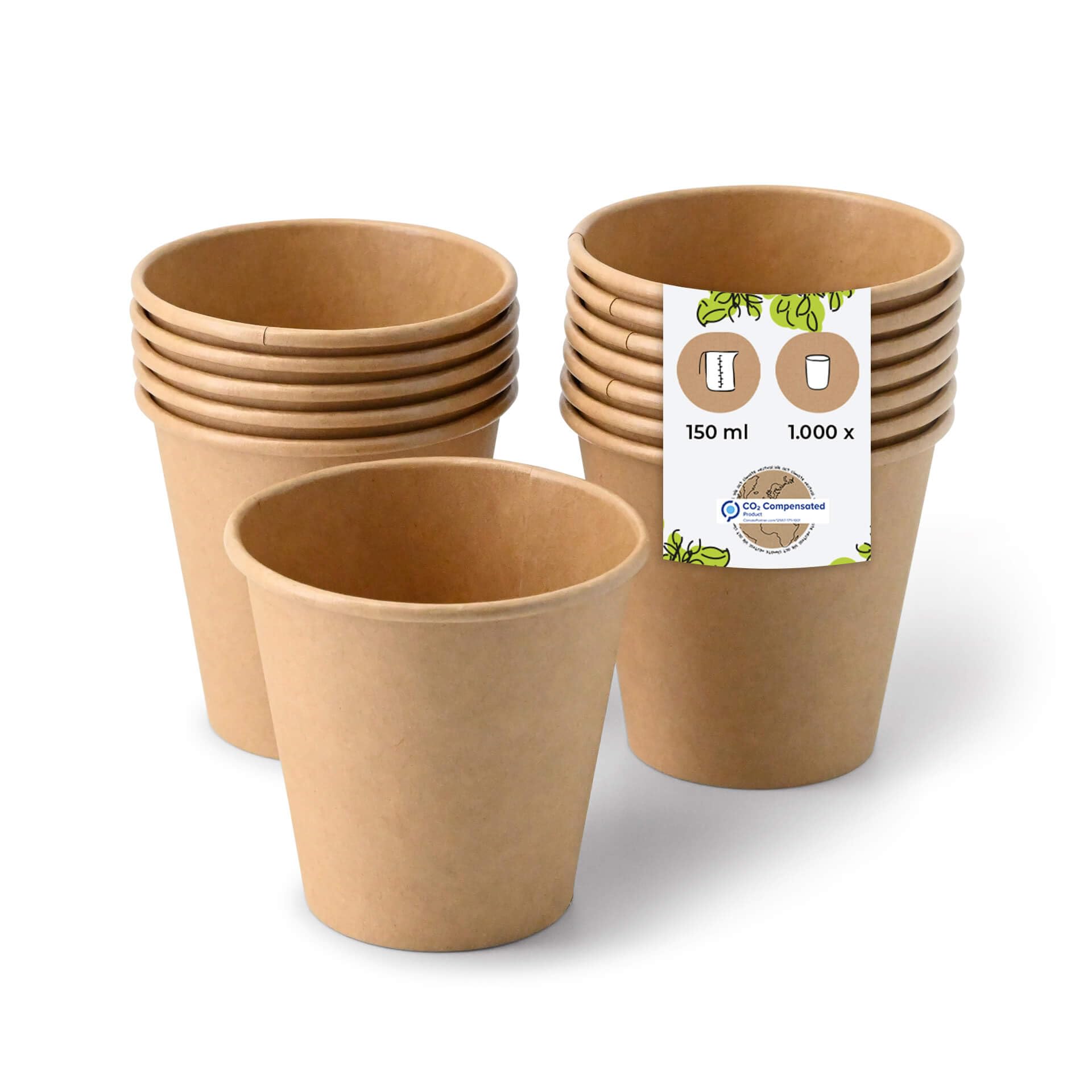 BIOZOYG Bicchieri di cartone 1000 pezzi 150 ml / 6 oz, 80 mm - Bicchieri usa e getta per caffè - Bicchieri di cartone per bevande calde - Alternativa ai bicchieri di polistirolo, bicchieri di carta
