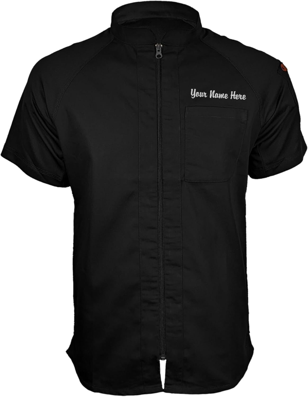 ChefsCloset Personalized Seneca Men's Short Sleeve Chef Coat – Embroidered Chef Jacket with Center Zipper and Mesh Panels