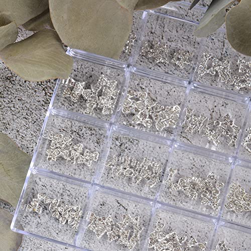 Weilusi Nail Art Rhinestones 24 Styles 3D Metal Bow Nail Charms Gems Multi Shapes Alloy Bow Glass Crystal Decals For Nail Art Makeup Face Decor Diy Crafts Nail Supply #TOP4