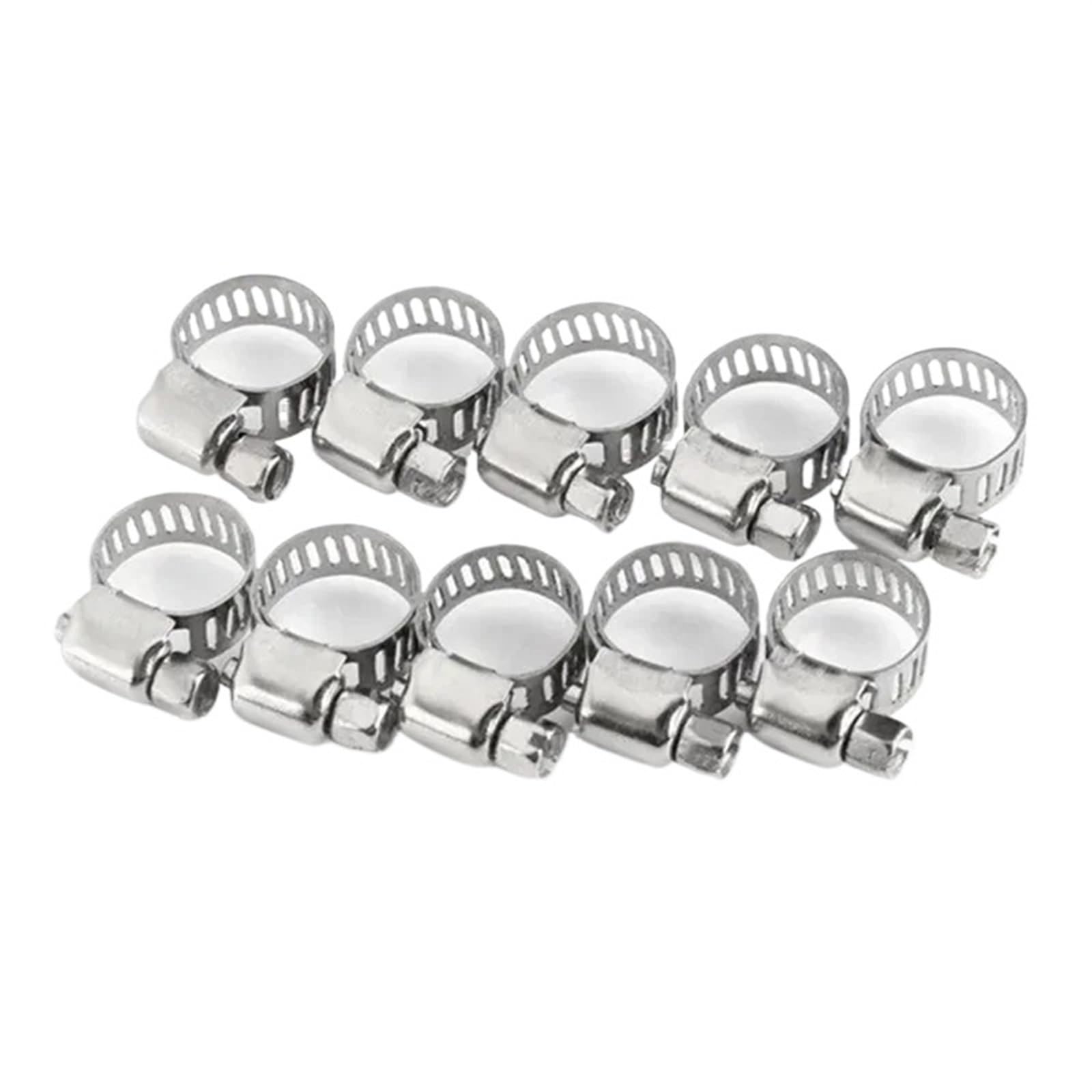 Hose Clips 10pcs Adjustable Stainless Steel Screw Band Hose Clamps Car Fuel Pipe Clamp Worm Gear Clip Plier Tools for Home Water Line(10pcs 8mm-12mm)