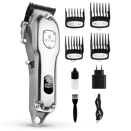 Revahs Clipper One – Professionele Draadloze Tondeuse voor Mannen – Baardtrimmer met LED Display - Zelfslijpende Keramische Messen - 4 Opzetkammen – USB Oplaadbaar