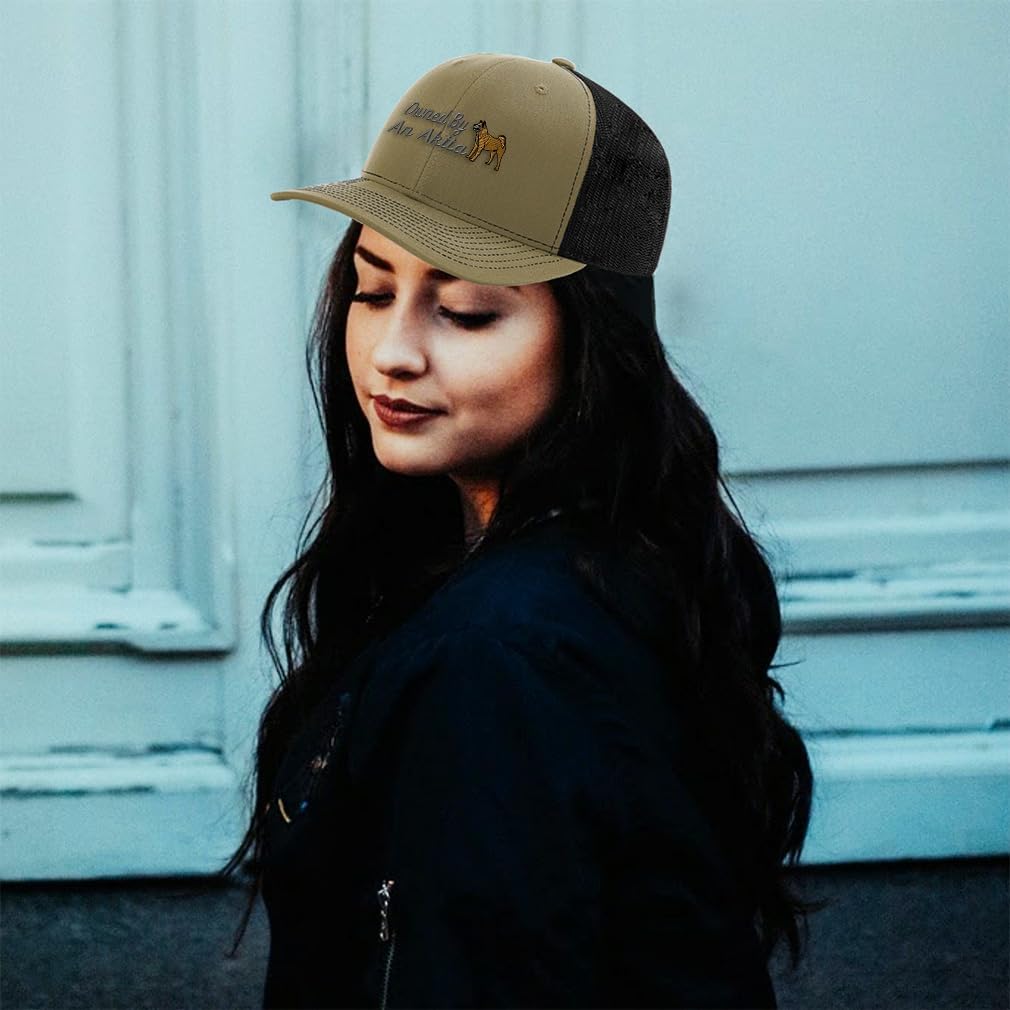 Richardson Mesh Cap Embroidered Owned by an Akita Dog Great Japanese Trucker Hats for Men & Women - Image 3