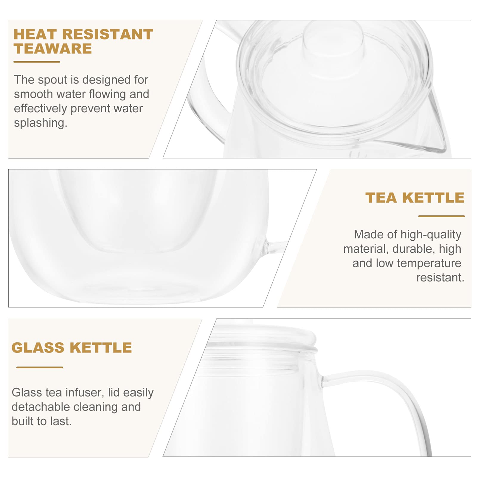 Tetera De Vidrio Resistente Al Calor Hogar Tetera Práctica Transparente Para Preparar Té o Infusión De Vidrio Para Uso Diario