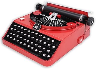 Dpofirs Classic Retro Writing Machine Model, Red, Manual Buttons, Manual, Iron, 31x31x11.5cm