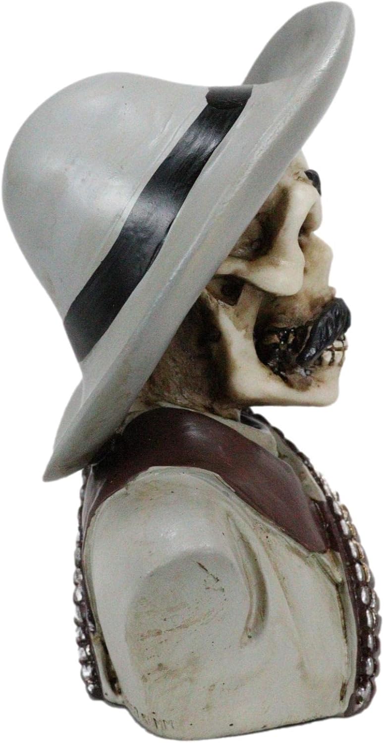 Ebros Gift Day of The Dead General Pancho Villa Skull Skeleton Bust Mini Figurine Governor of Chihuahua Mexican Revolutionary Hero of División del Norte Sculpture Home Decor Halloween