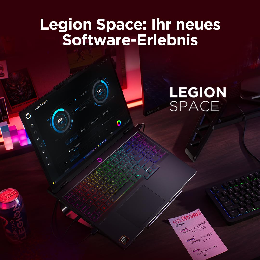 Lenovo Legion 5 Gaming AI Laptop | 15.1" WQXGA 165 Hz OLED Display | NVIDIA GeForce RTX 5060 | AMD Ryzen AI 7 350 | 16GB RAM | 1TB SSD | Win11 | QWERTZ | Eclipse Black | 3 Monate GamePass