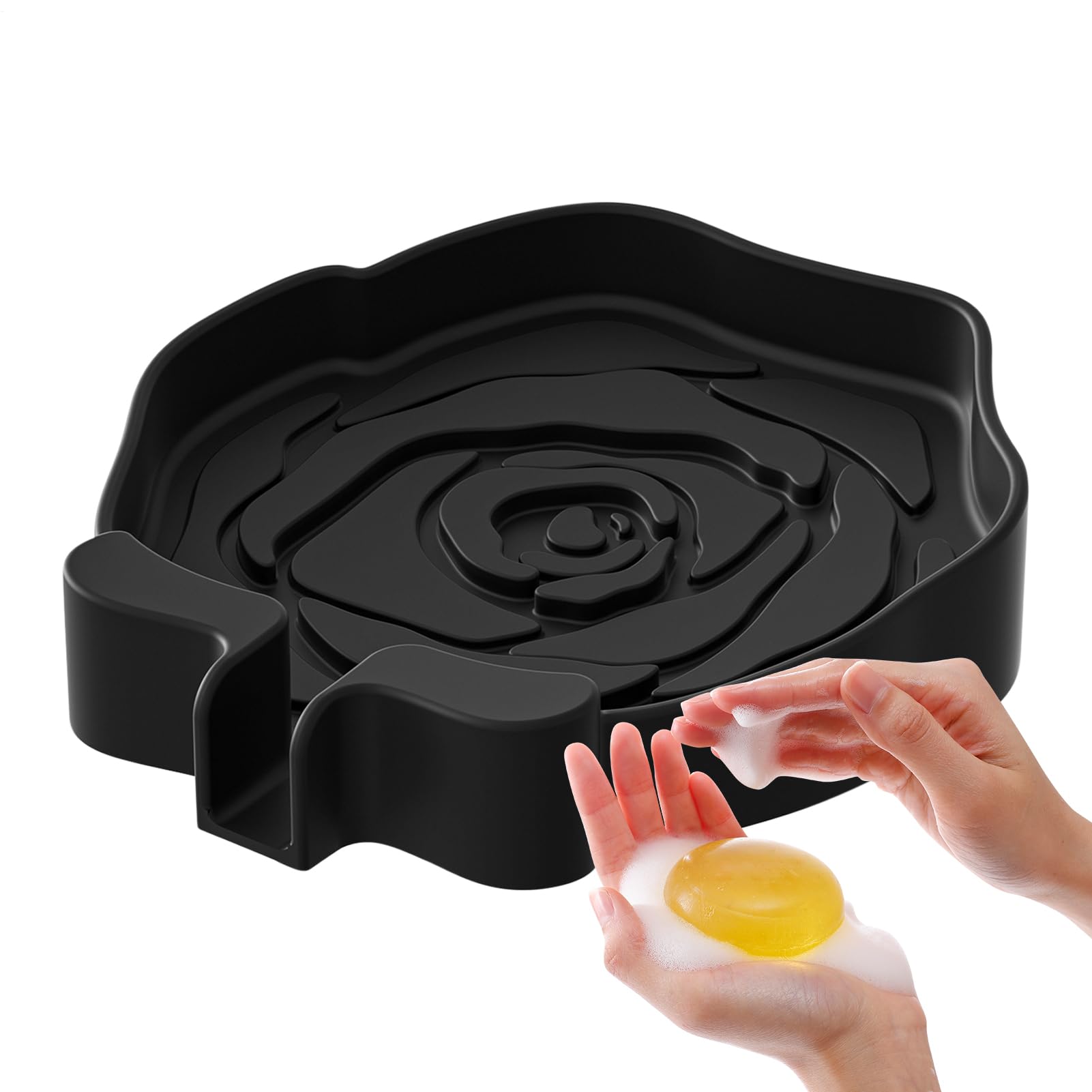 Duvcoywae Portajabones para Ducha,Soporte de Esponja de Silicona | Portajabones Decorativo de Rosa con Desagüe para Baño Cocina Exterior Viaje Comercial