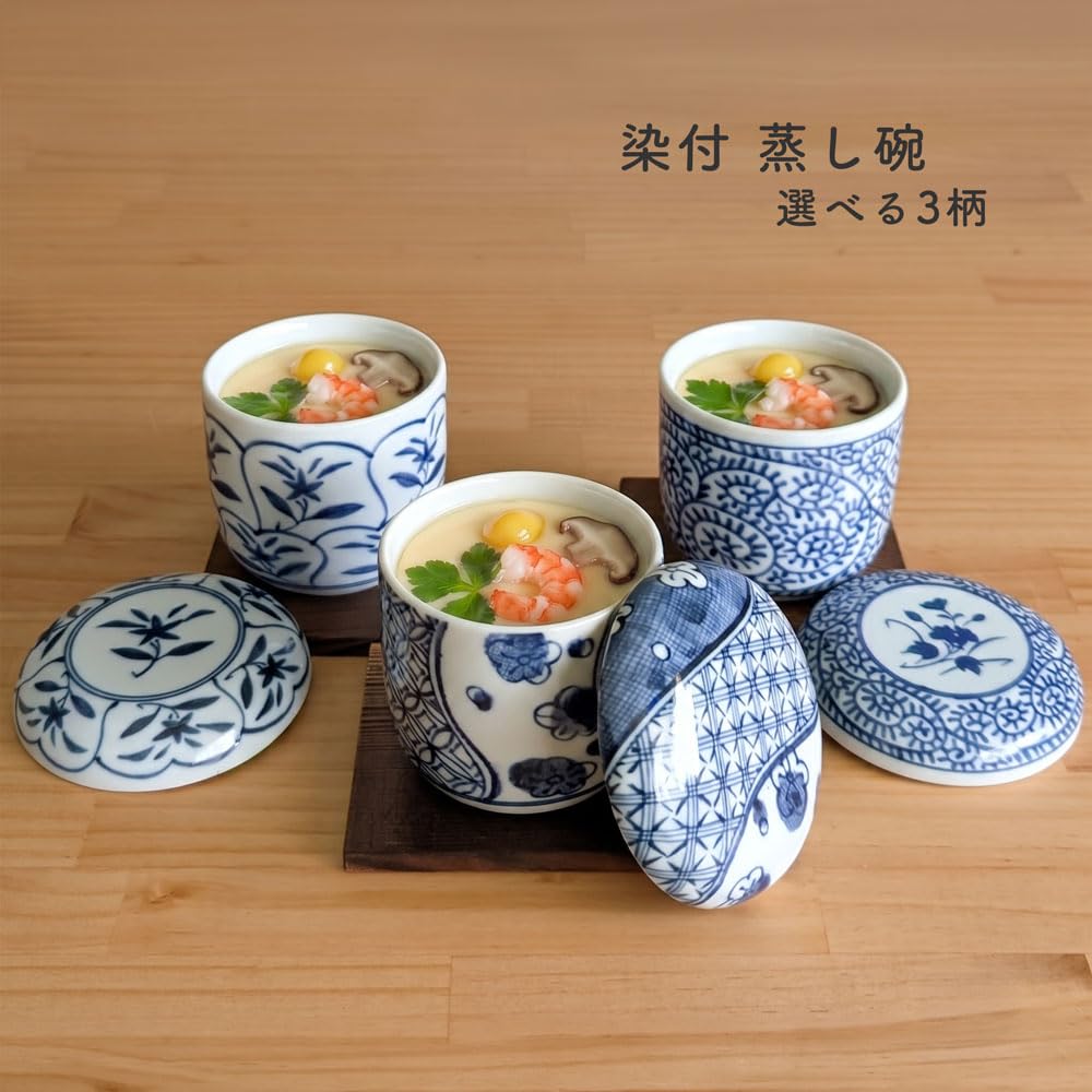 美濃唐津　蒸し碗セット5客 Amazon | みのさらら 茶碗蒸し セット 美濃焼 日本製 (藍染唐草) | み