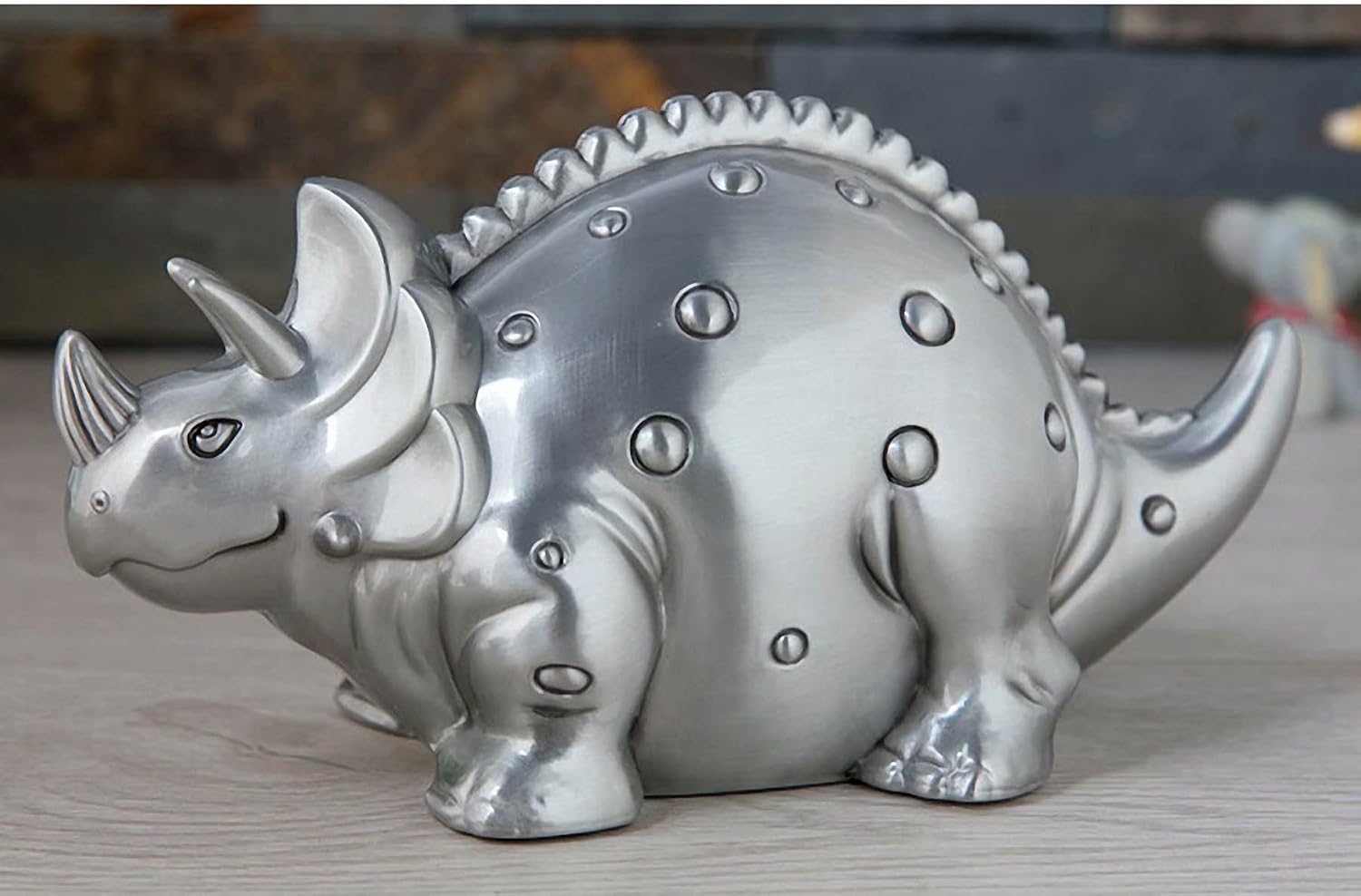 Piggy Bank Dinosaur for Toddlers Children Boys,Shatterproof Alloy Piggy Bank Money Box, Child's Coin Bank, Cans, Practical Gifts for Birthday, Easter, Baby Shower, Silver