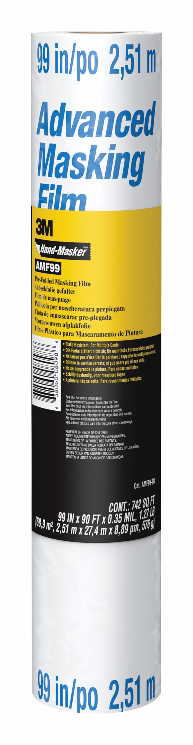 Hand-Masker Advanced Masking Film, Transparent - 1 Roll 251 cm x 27,4m - Protects Surfaces from Paint Splatters