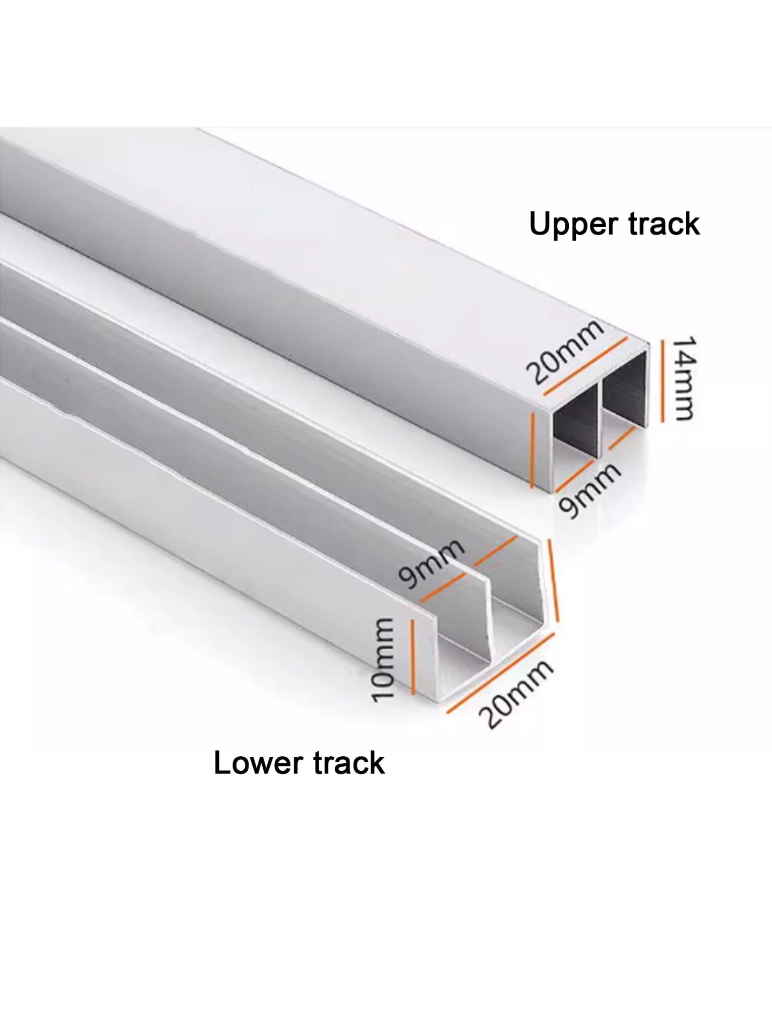 System prowadnic do szklanych drzwi przesuwnych, Prowadnica drzwi przesuwnych z podwójnym rowkiem 3-5 mm Szkło Drewno Aluminium Łożyska ze stali nierdzewnej 50-180 cm(90cm)