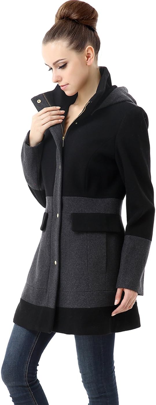 BGSD Women Marwa Wool Blend Hooded Color Block Walking Coat (Also available in Plus Size)