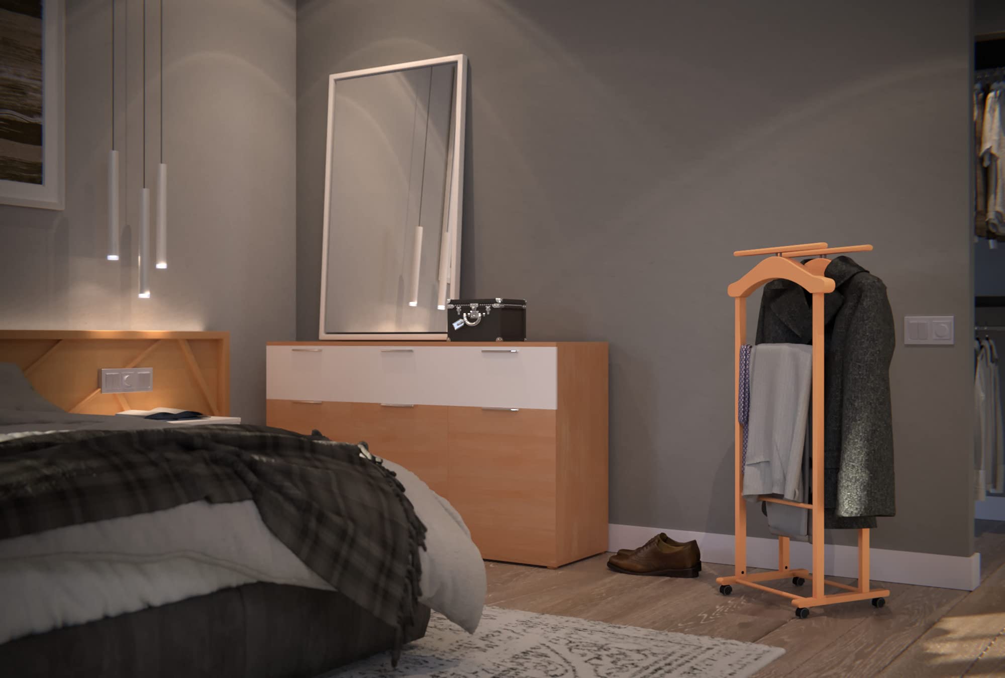 Arredamenti Italia 104 Clever Valet de Nuit Bois Merisier 44 x 35 x 107 cm