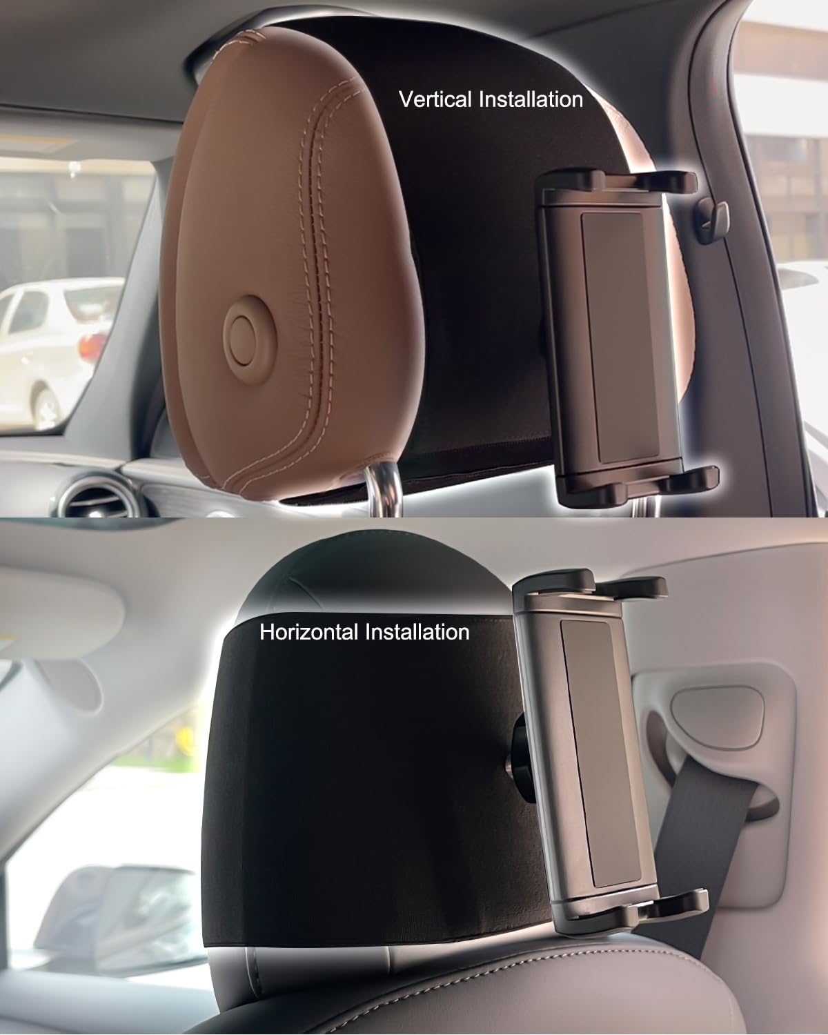 Supporto Tablet per Poggiatesta Auto, Velcro ad Alta Elasticità Supporto Tablet Auto Sedile Posteriore, 360° Rotazione, per iPad Pro Air Mini, iPad 10.9", Galaxy Tab S A, iPhone, 4"~13" Tablet