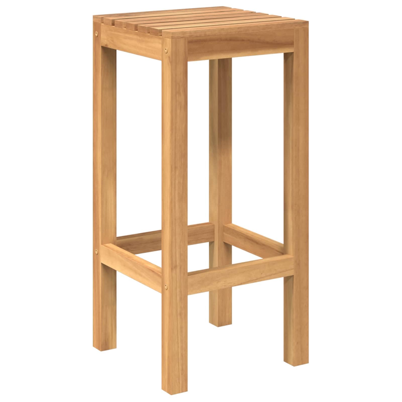 Juego de 3 barras de exterior de madera maciza de teca sin tratar, diseño impermeable para jardín, balcón, terraza y exterior, con reposapiés integrado y estilo minimalista moderno