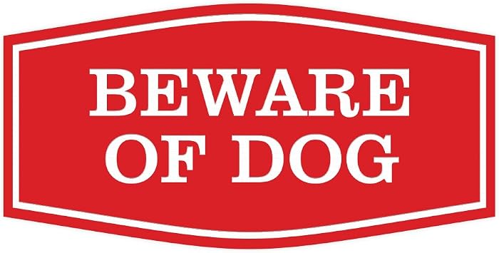 All Quality Fancy Beware of Dog Wall or Door Sign | Durable Material | Home Security Signs | Easy to Install Red - Large 1 Pack