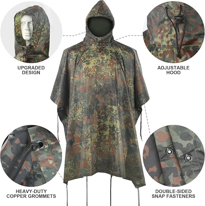 Miniatura 2 de Poncho de lluvia de camuflaje, abrigo impermeable multiusos