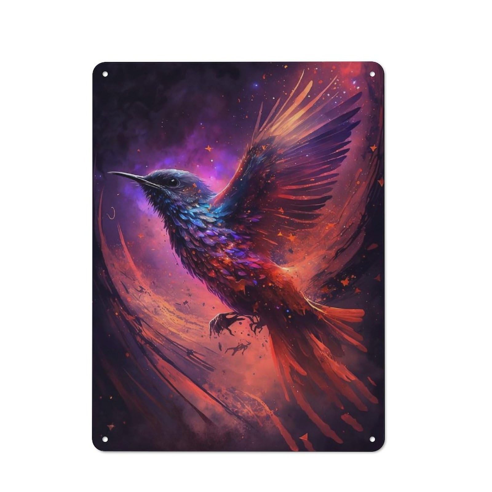Junmoney Mystical Galaxy Bird Everyday Vintage Metal Sign 40X30cm Featuring Room Wall Plaque For Home, Shop, Pub Or Studio Wall