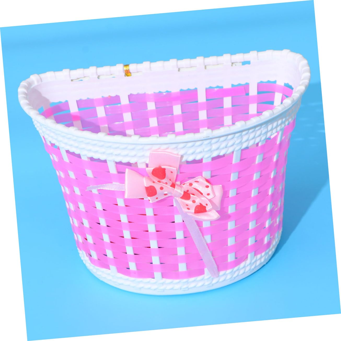 VANZACK Cesta De Bicicleta Cesta Delantera De Bicicleta Cesta con Lazo Delante Timbre De Ciclismo Cesta De Mimbre para Bicicleta Decoraciones para Niños Cestas Tejidas Rosa