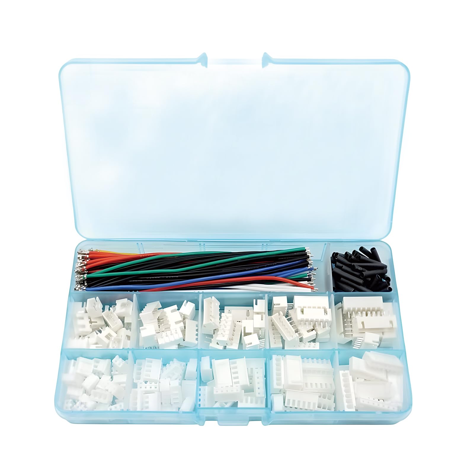 Kit Connettori JST XH 2.54 mm, Cavi Pre-Crimpati 22 AWG, Alloggiamenti Maschio e Femmina, 90 Fili Silicone, Tubo Termorestringente