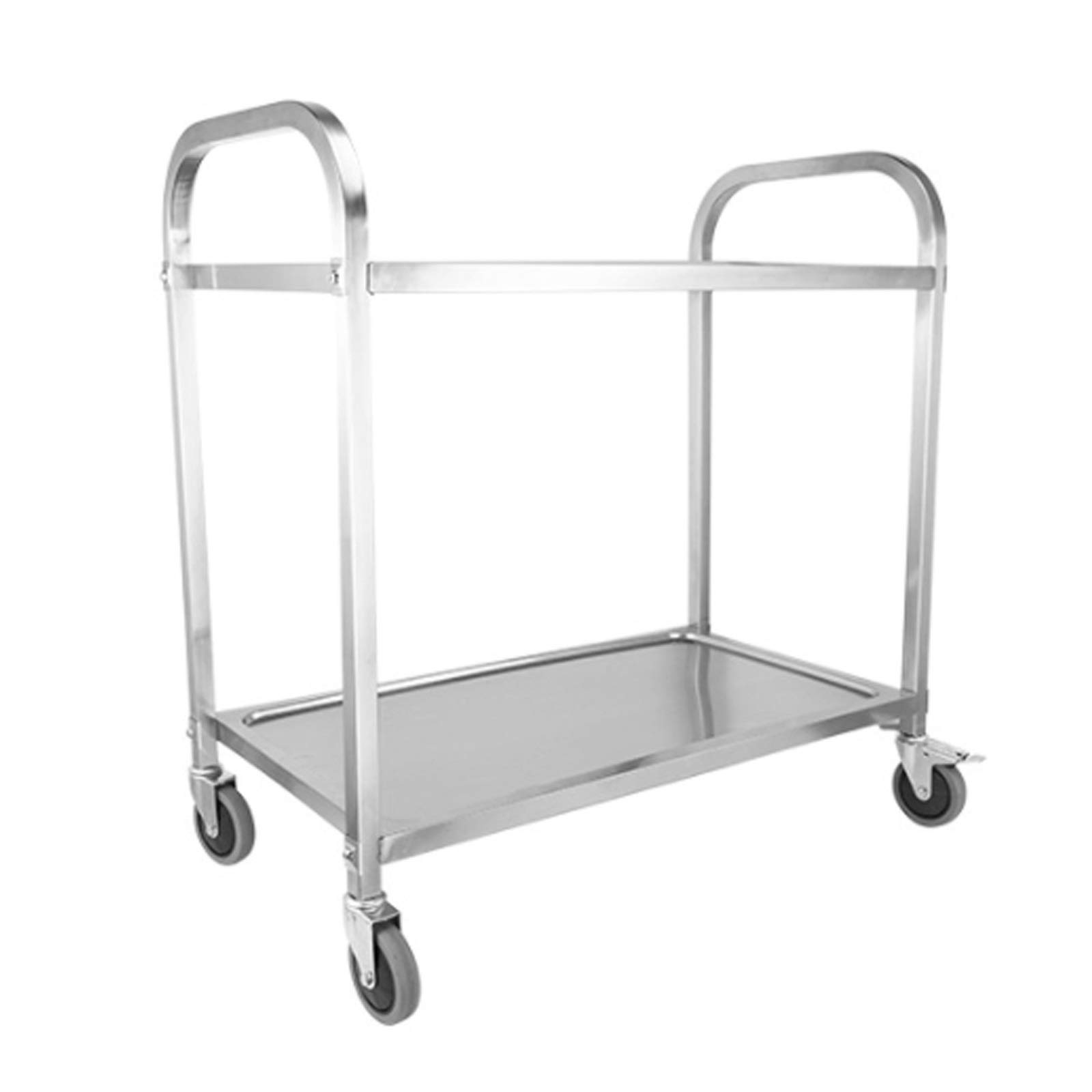 Carrello di Servizio in Acciaio Inox con 2 Ripiani, Carrello da Cucina, Carrello per Catering con Ruote bloccabili per Cucina, Hotel, Ristorante, 29,5''x16''x33