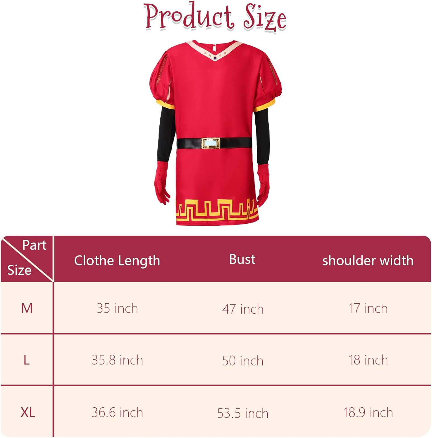 POEWAUVE Halloween Men Costume Outfits Red Cloak Top Robe Cape Glove Belt Oversleeve Fancy Dress