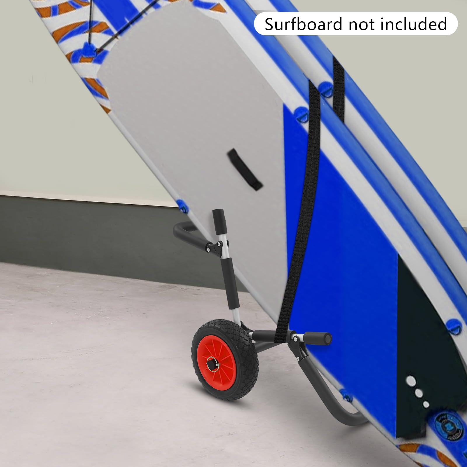 SUP Trolley, Platz für 2 Kajaks oder SUPs, Kajakwagen, Surfwagen Surfboard Transportwagen, 10-Zoll-Räder, Strandwagen, Schwarz-Rot