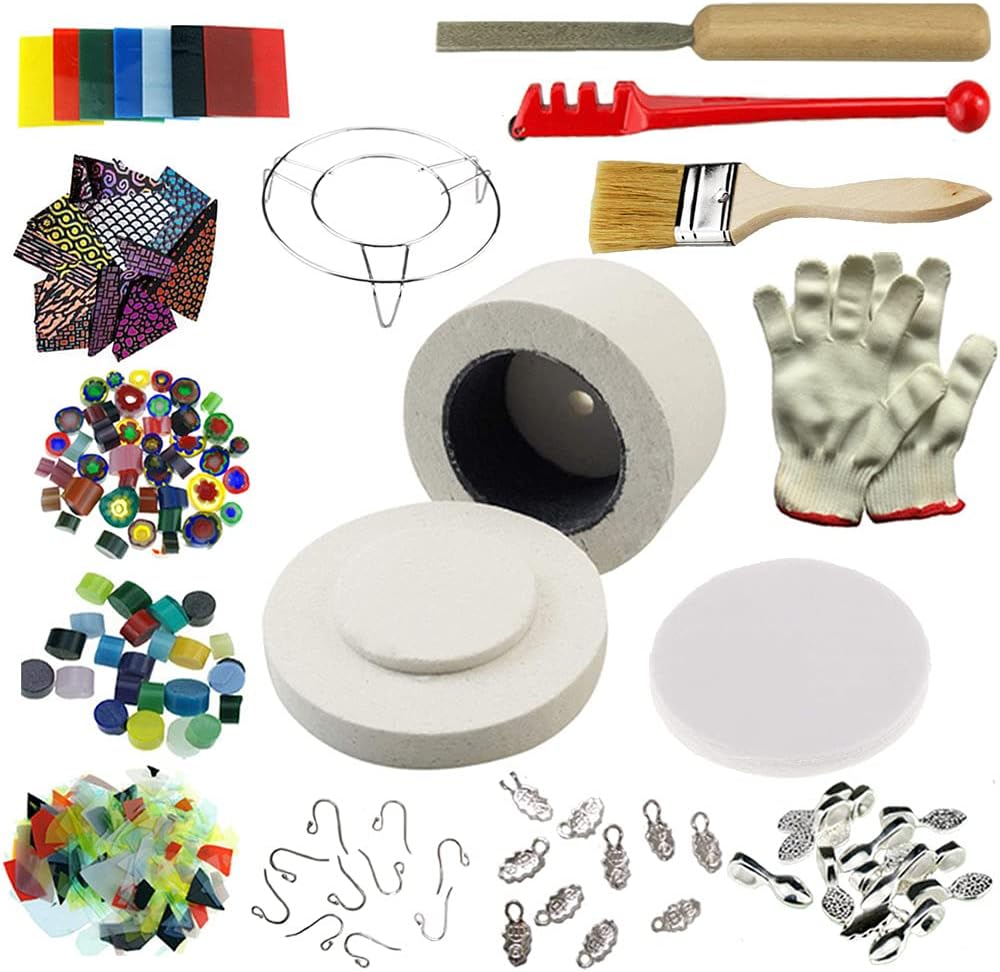 WICAND 15pcs Professional Microwave Kiln Kits for DIY Making Jewelry Fusing Glass Tools Set