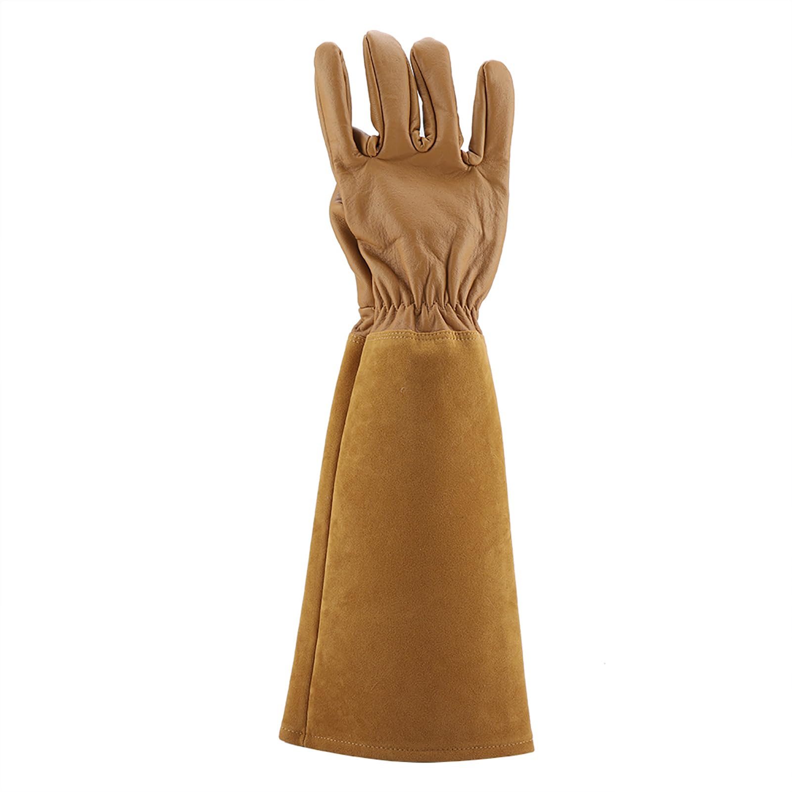 Yctze Guantes de Cuero para Jardinería, Poda de Rosas, Resistentes Al Desgaste, a Prueba de Pinchazos, Guantes de Trabajo para Podar, Trabajo en el Jardín, Pinchazos, Amarillo, Pequeño