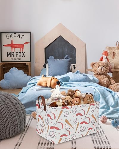 Miniatura 3 de Cesta rectangular de béisbol, cestas para niños, cesta de almacenamiento para niños, canasta para niños con asas para decoración de habitaciones,
