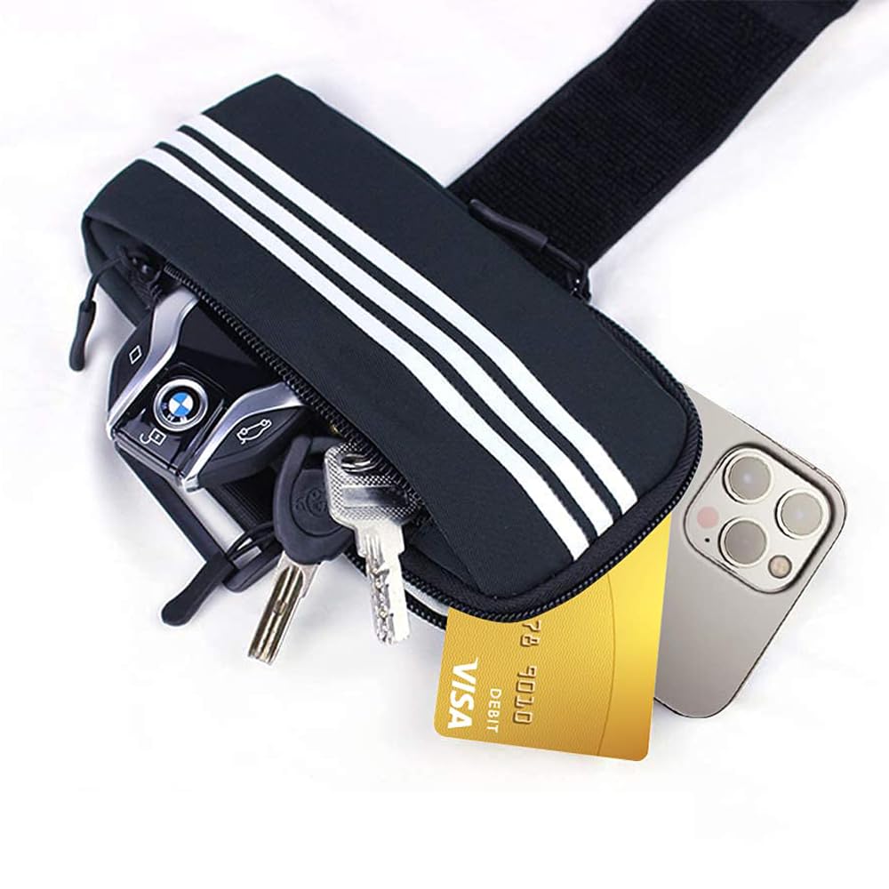 Brassard Pour Téléphone HABNI - Noir, Universel, Poche Zippée - Pour Course à Pied, Vélo, Sport En Extérieur