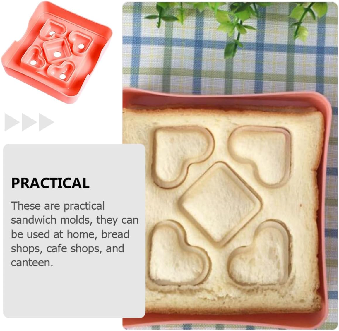 Ciieeo 2pcs Adorable Love Molds Mini Sandwich Molds Plastic Compact Stackable for Boys and Girls