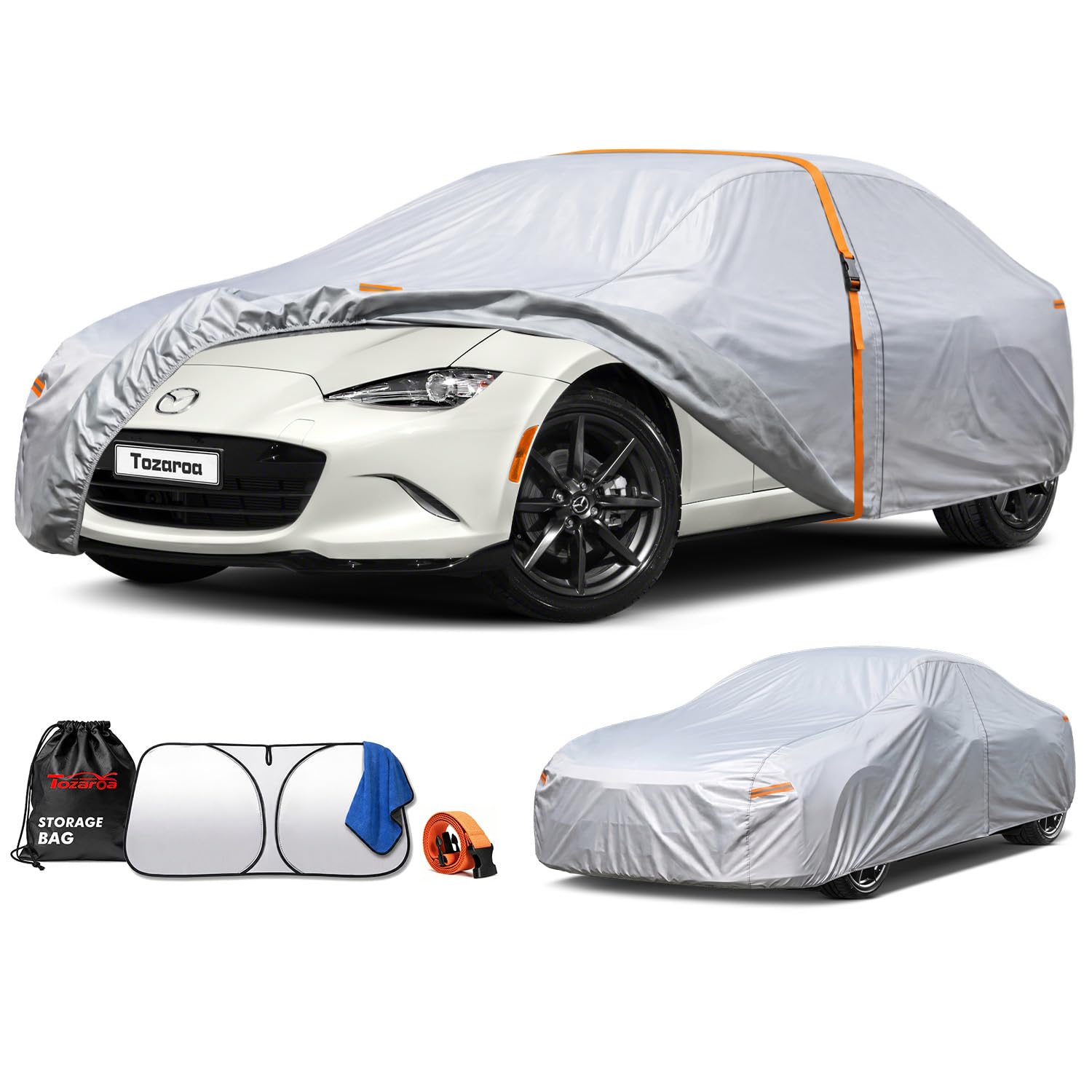 Car Cover Waterproof All-Weather,Heavy-Duty Outdoor Full Exterior Automobiles Sedan/Coupe (Length 186-193 inch) with Windshield Sun Shade Universal Fit Ford Mustang,Chevy Camaro/Corvette etc — view 25