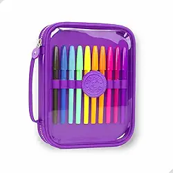 Estojo Escolar Grande Transparente com Zíper, 4 Cores Disponíveis, Capacidade para Lápis, canetas, borracha, apontador, Tesoura, Design Moderno Papelaria fofa Divertida Criativa (Roxo)