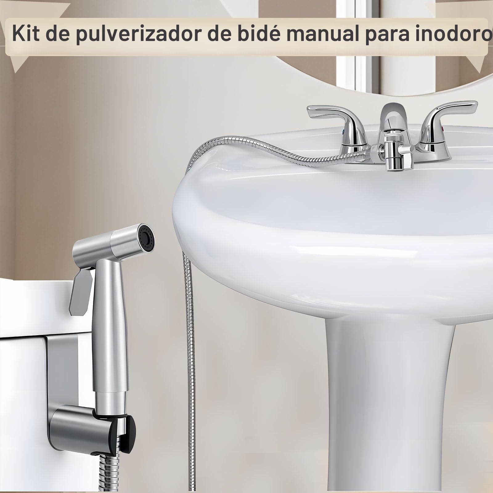 Kit de Pulverizador de Bidé de Mano, Ducha Bidet Acero Inoxidable con 1.5m Manguera, Grifo Portatil para WC Kit, Juego de Ducha de Mano de Bidé para Higiene Personal