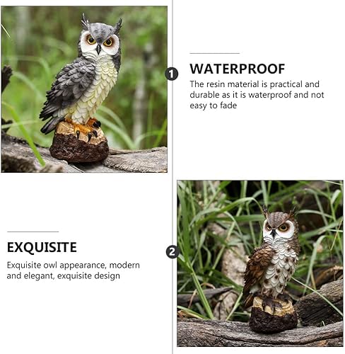 Miniatura 3 de YARDWE Estatuas de búho y animales del bosque, 2 piezas, decoración de micro paisaje, escultura de búho, animales de jardín para jardín, paisaje,