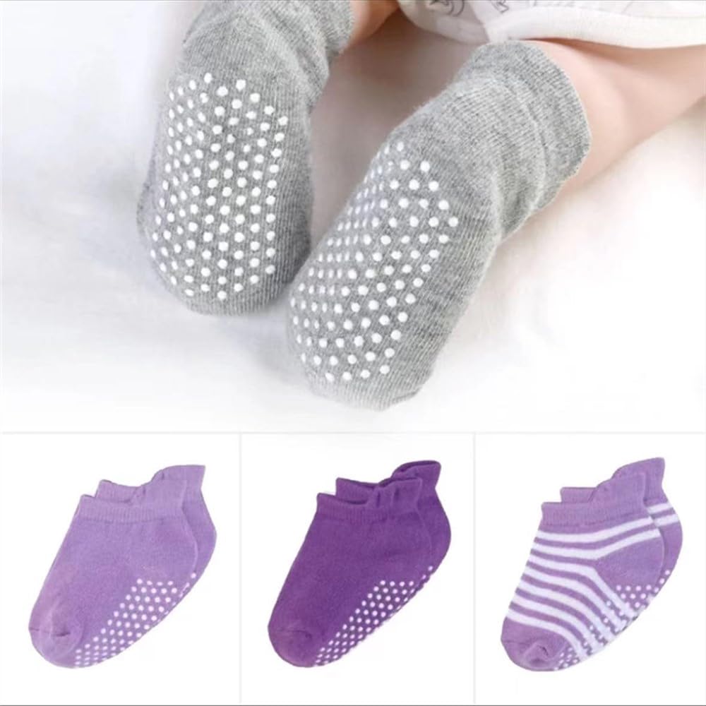 Baby Socks Cotton Toddler Socks Grips Non Slip Bottom Kids Socks Boys Girls Low Cut for Infants (US, Age, 0 Months, 12 Months, Girls02)