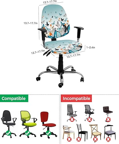 Miniatura 4 de Fundas para silla de oficina de 2 piezas, fundas elásticas para silla de computadora, fundas universales giratorias para sillas de escritorio,