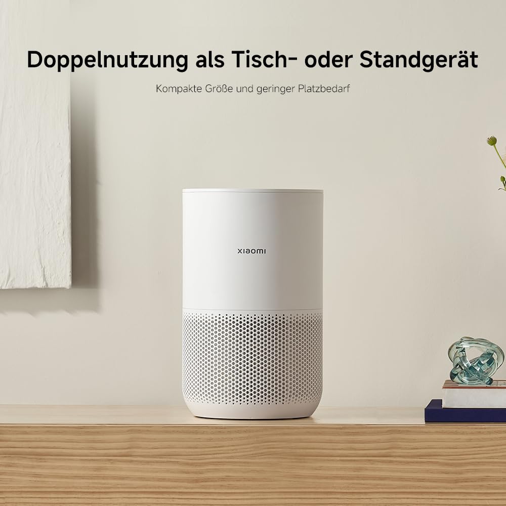Xiaomi Smart Air Purifier 4 Compact Luftreiniger(beseitigt Bis Zu 99, 97% Tierhaare, Staub, Viren & Aerosole: PCADR 230m³/h, FCADR 76m³/h, Optimal Für 27m², App-& Sprachsteuerung), AC-M18-SC, WeiÃŸ