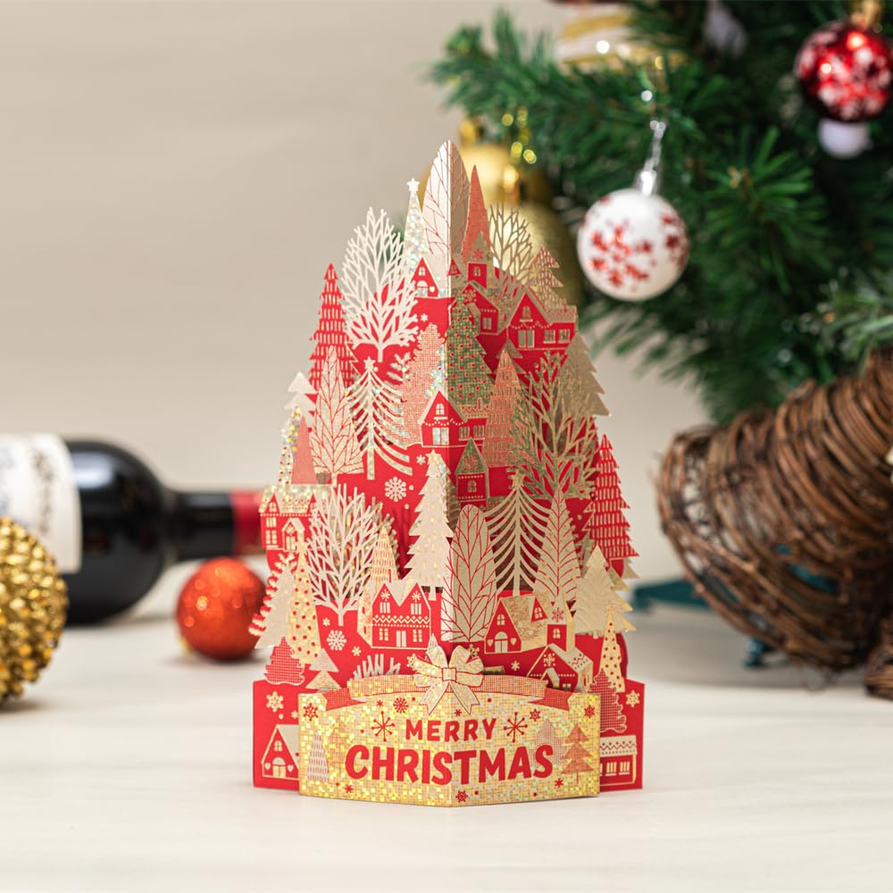 6 Biglietti Di Auguri 3D Pop Up Di Natale, Fatti A Mano Con Buste E Adesivi, Decorazioni Babbo Natale E Renne