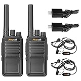 Maycall MC-528 Professional Walkie Talkies 2 Pack with Earpiece 2 Way Radio Long Range Rechargeable Portable Two-Way Radios One Click Frequency Matching Encrypted Call for Trip Camping Hiking Skiing